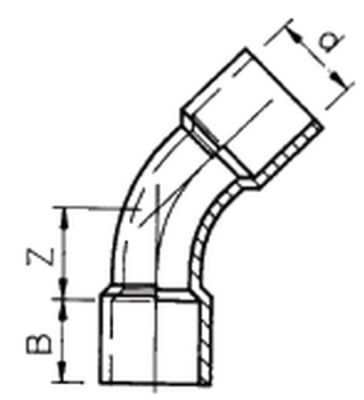 PVC-Bogen 45° Durchmesser von 32 bis 200 mm
