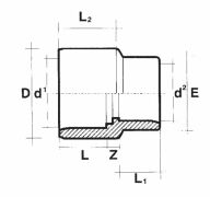 Reduziermuffe 63 /75 x 50 bis 140/160 x 125