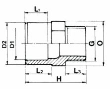 PVC Reduziernippel von 50/63 bis 110 mm, Außengewinde 1 bis 4"