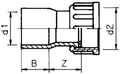 PVC 2/3 Kupplung 40 mm x 1 1/2"